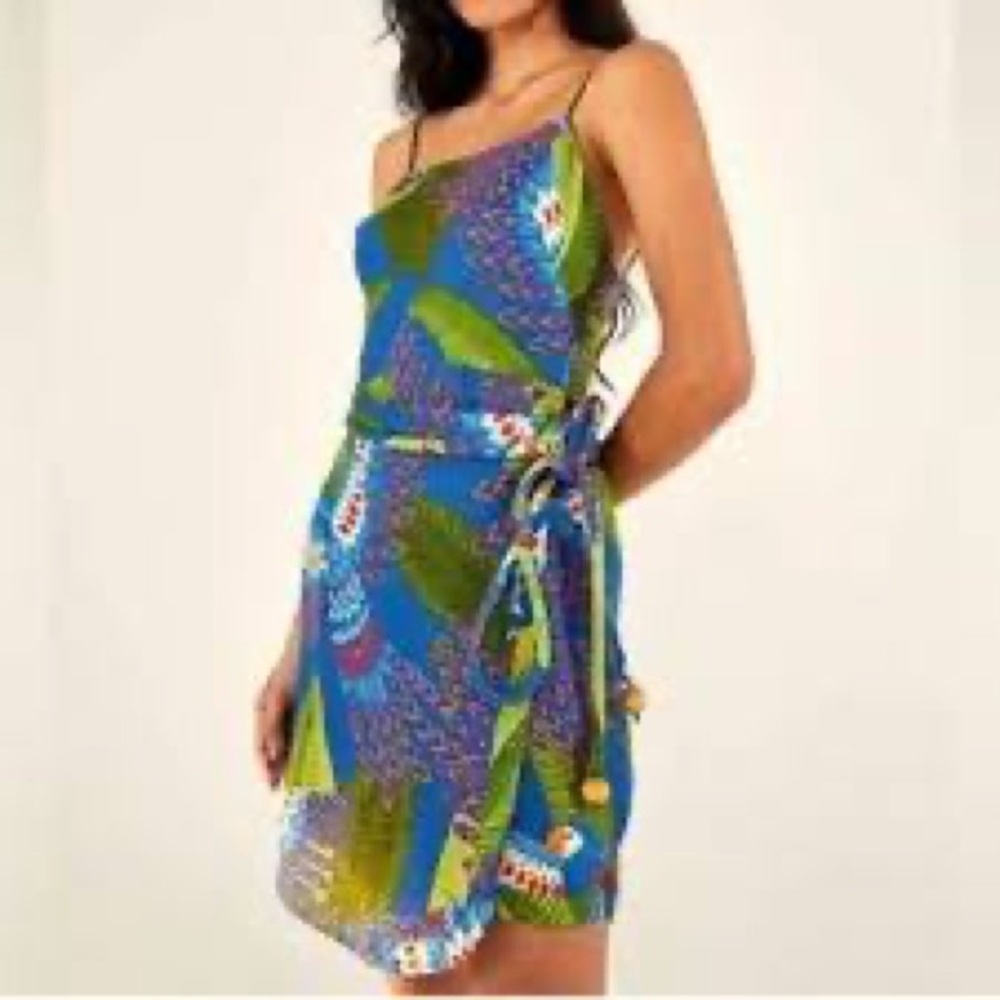 Tropical Blue and Green Mini Dress